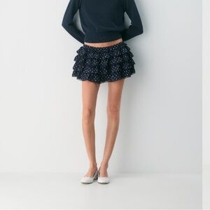 Sunday Best Navy Polka Dot Ruffle Mini Skirt